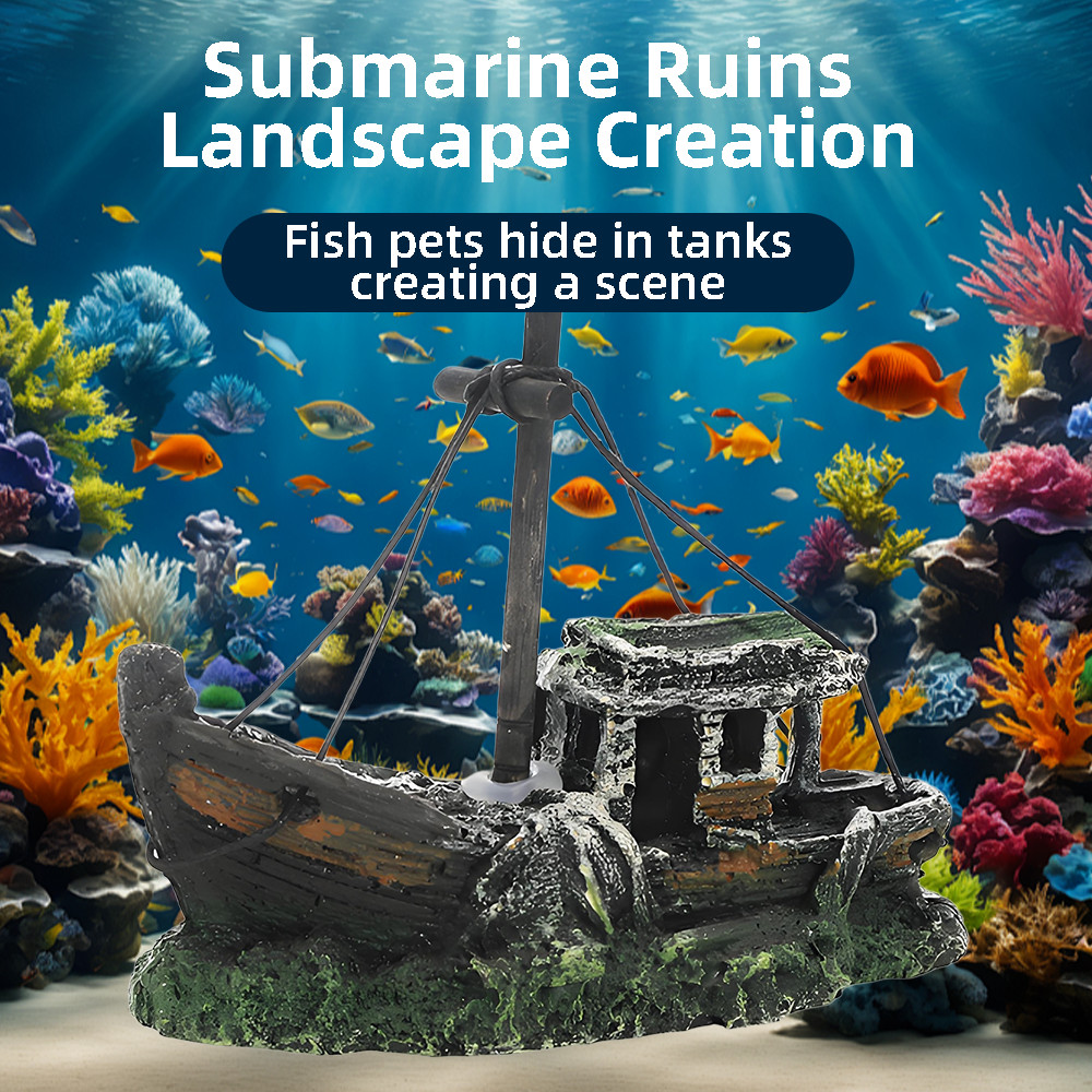 Image result for Aquarium Scenery Pirate Boat Fish Tank Decoration Ship Goldfish Hiding ...