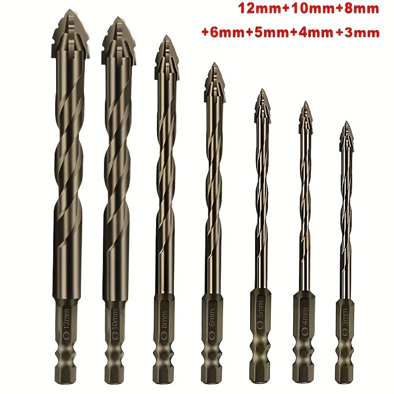 7pcs Kabider Drill Bit Set, Four-Blade Serrated Centrifugal Sawtooth ...