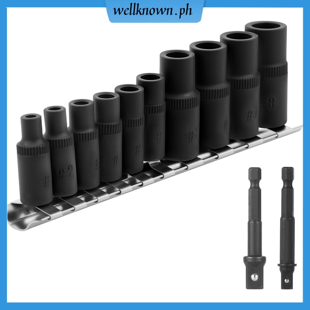 10Pcs 1/4 Inch 3/8 Inch Tap Socket Set Magnetic Drive Tap Holder Socket ...