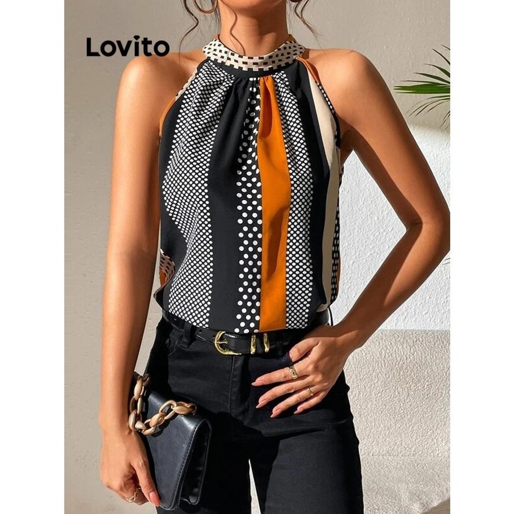 Lovito Women Boho Tropical Pattern Button Tank Top LNL72404 | Shopee ...