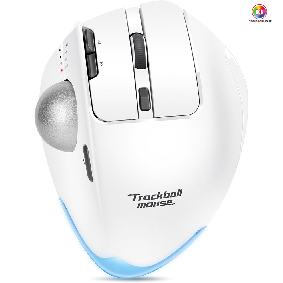 Bluetooth Trackball Mouse Ergonomic Rollerball 2.4G Wireless Mouse ...