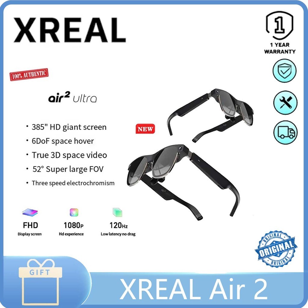 Xreal Air 2 Ultra Intelligent Ar Glasses 6dof Space Hover 52 ° Fov Three Level Electrochromic