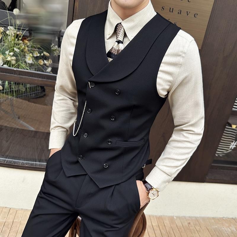 In Stock U Shaped Waistcoat For Men Double-Breasted Style