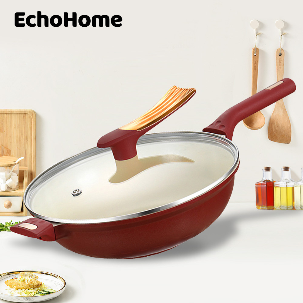 EchoHome 32CM Non Stick Granite Deep Frying Pan Kawali Wok Cooking Egg