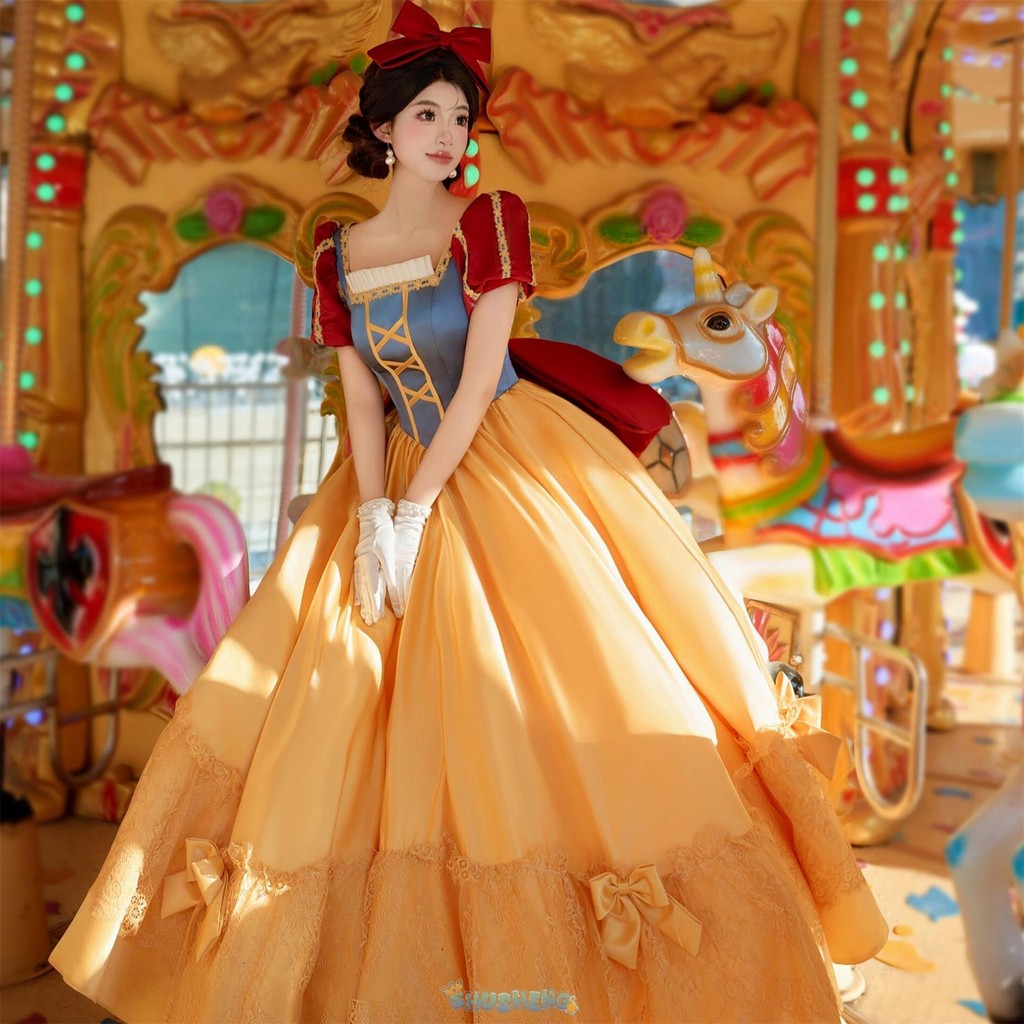 Disney Snow White Dress Adult Gift cosplay Costume Show Performance Evening  Dress Birthday Running Princess