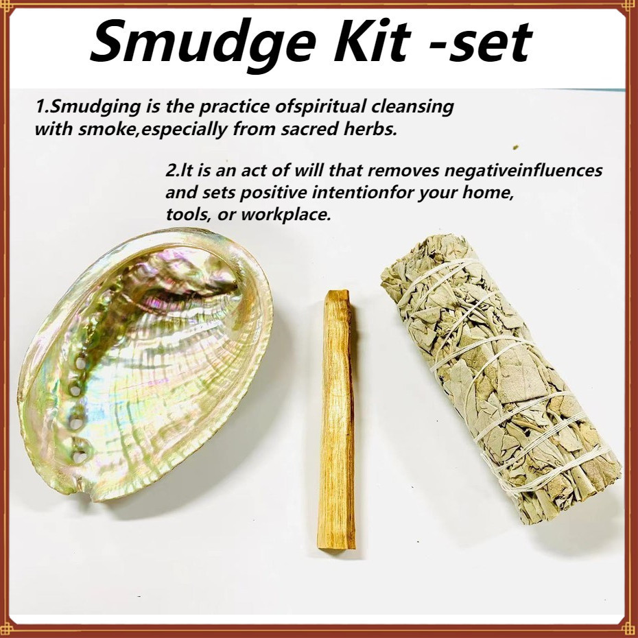 Smudge Kit SET Abalone Shell, Smudge Stick, Palo Santo, White Sage ...