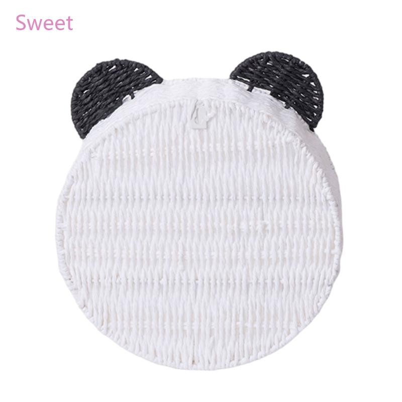 Sweet Rattan Small Plant Display Storage Rack Cute Panda Ear Wall ...