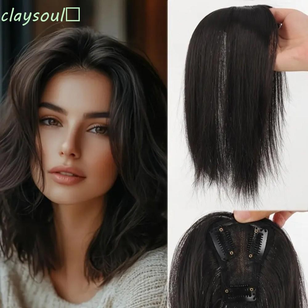 CLAYSOUL Hair Toppers Wigs with Bangs, Middle Part Hair Extension ...
