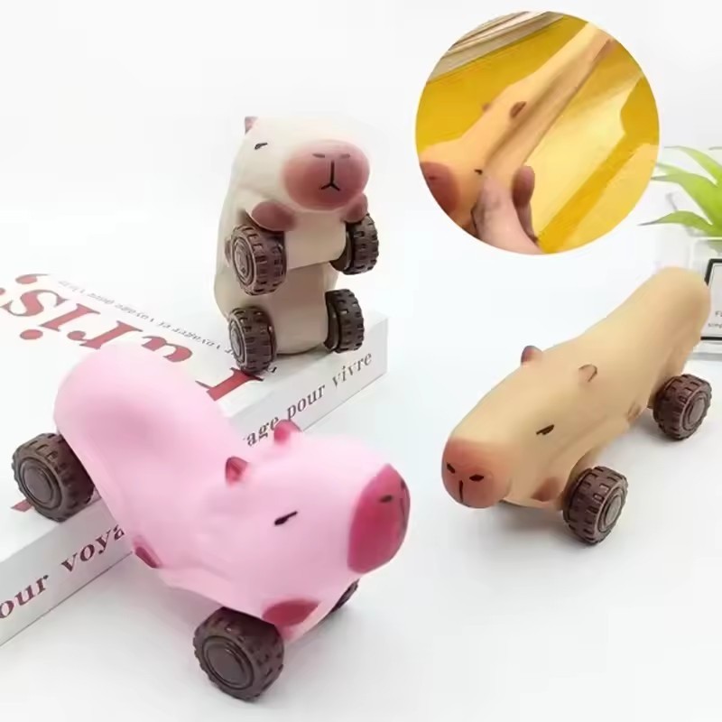 Kawaii Capybara Squeeze Toy Toy with Wheels Creative Portable Cozy ...