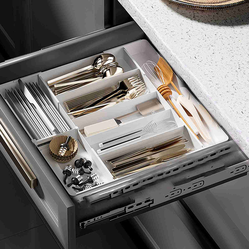 Adjustable Kitchen Drawer Storage Organizer With Built In Partitions ...
