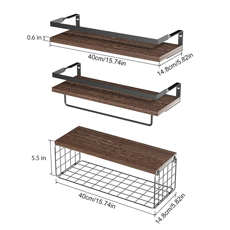 Wooden Wall Mounted Bathroom Shelf Organizer Multi Layered Storage Rack ...