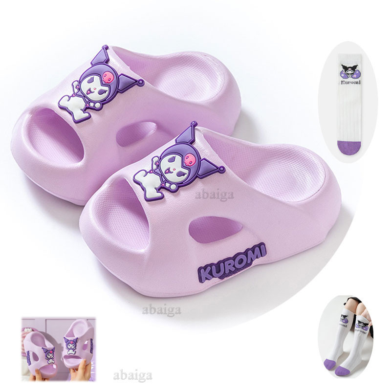 Sanrio Kuromi Shoes for Kids Girl Thick Sole Indoor Slippers Cute