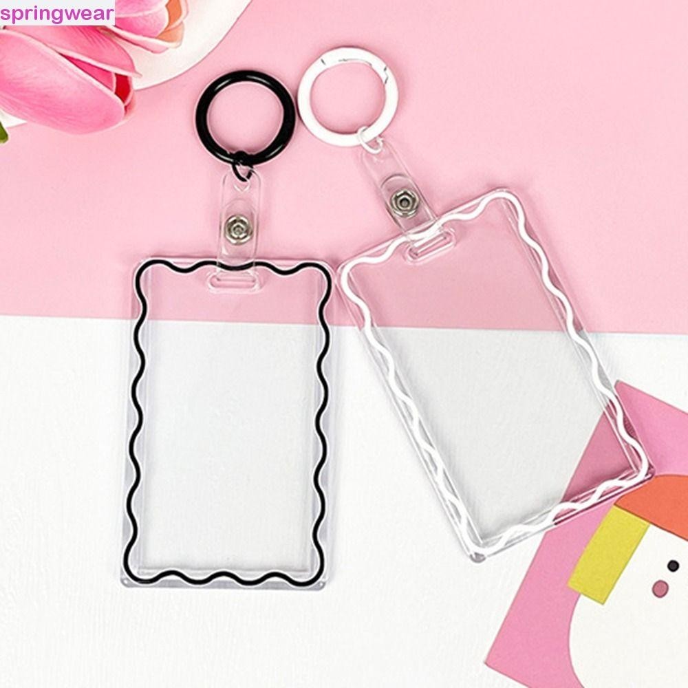 SPRINGWEAR Transparent Card Holder, Acrylic Stripe Card Case Keyring ...