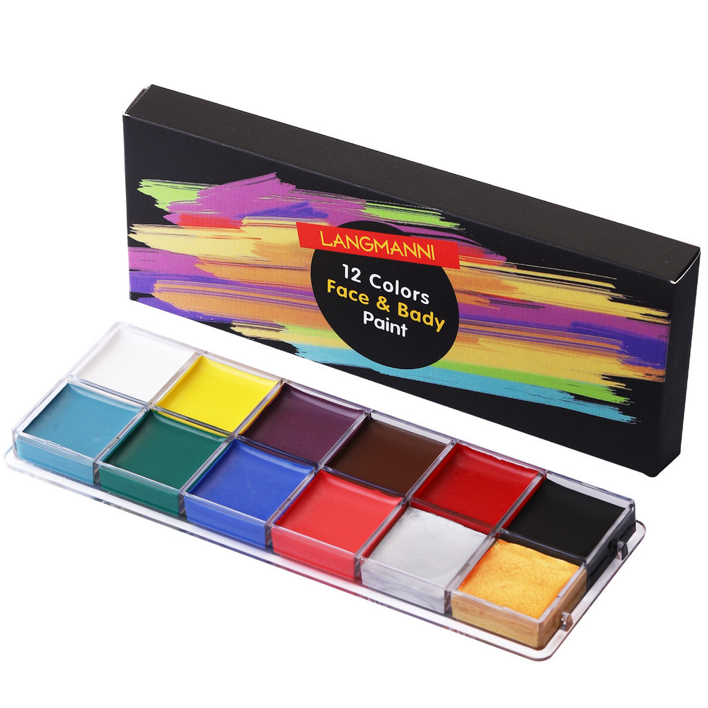 LANGMANNI 12 COLORS FACE AND BODY PAINT HIGHLY SATURATED DIY BODY PAINT ...