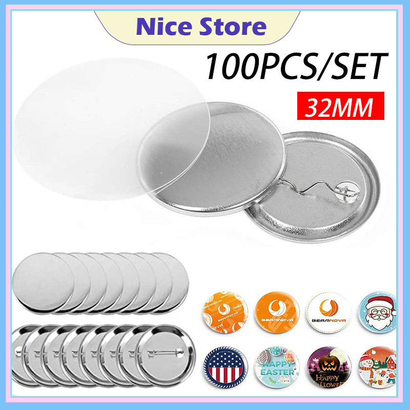 NICE Blank Badge Pin Button Maker Parts With 100Pcs Badge Button Parts ...