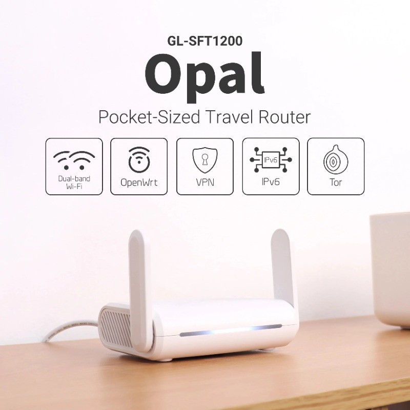 GLSFT1200 (Opal) Secure Travel WiFi AC1200 Dual Band Gigabit