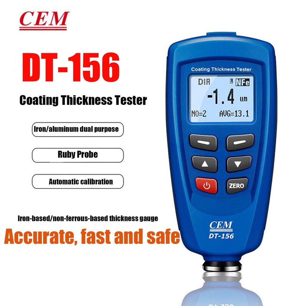 CEM DT-156 Car Paint Coating Thickness Gauge Meter Tester 0~1250um with ...