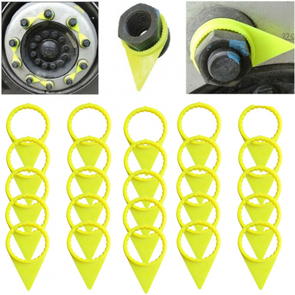 Heavy Duty Loose Wheel Nut Indicator Set of 25 41mm Yellow Wheel Nut