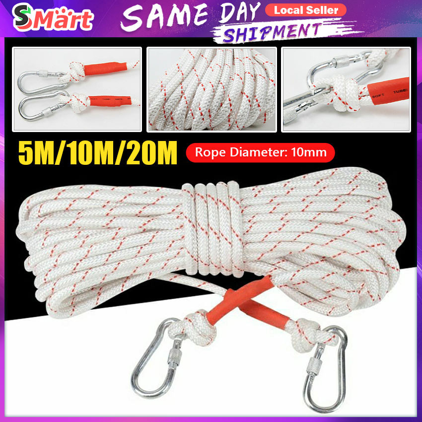 Outdoor 10mm Rock Climbing Rope 5M/10M/20M for Fire Rescue Safe Escape ...