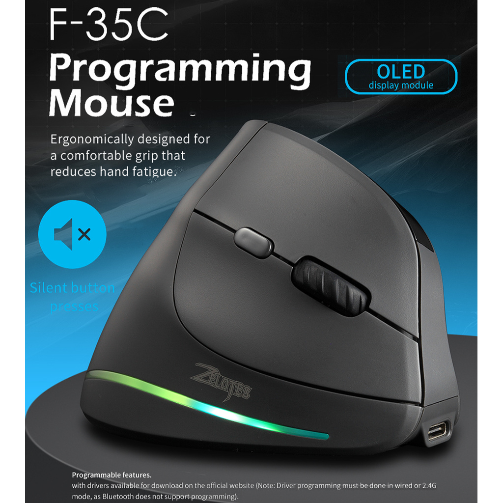 Ergonomic 2.4G Tri-mode Rechargeable Wireless Vertical Silent Mouse ...