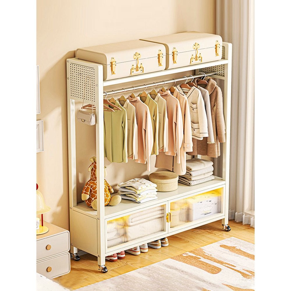 Clothes Rack Easy Assembly Hanging Rack Bedroom Floor-standing Balcony ...