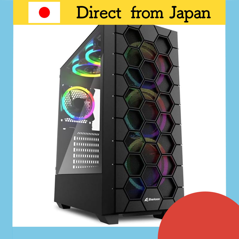 Sharkoon Mid Tower PC Case RGB HEX 3D Hexagon Front Panel, Compatible ...