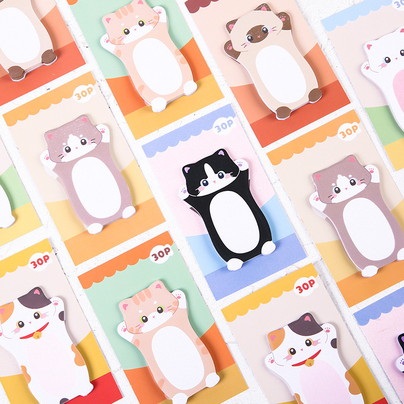 Cat-Shaped Reusable Sticky Notes – Cute Cartoon Cat Animal Memo Pads ...