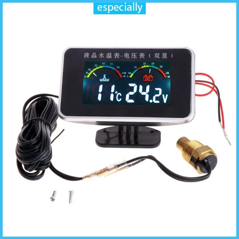 ESP Clear Voltmeter 12 24V Water Temperature Voltage Indicator Meter ...