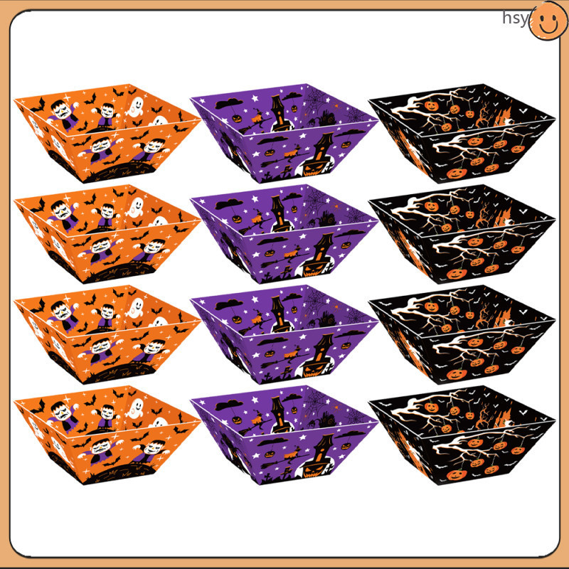12 Pcs Halloween Carton Party Snack Container Popcorn Boxes Serving ...
