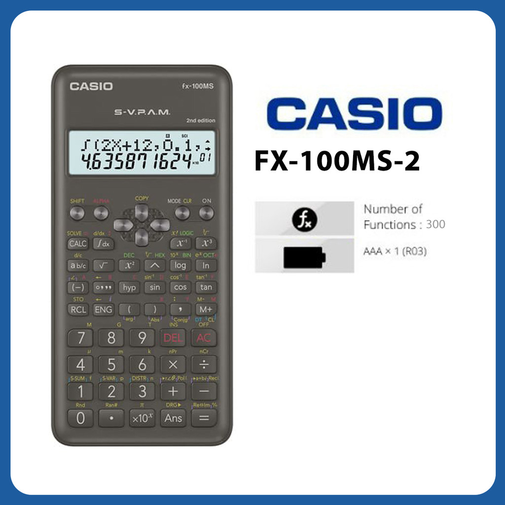 Casio FX 100MS 2nd Edition Scientific Calculator 12 Digit Authentic 