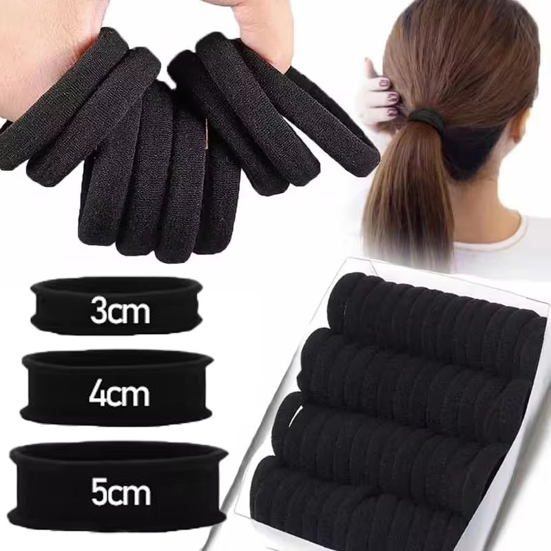 3/4/5cm High Elasticity Hair Ties/Black Ponytail Holder Hair Bands ...