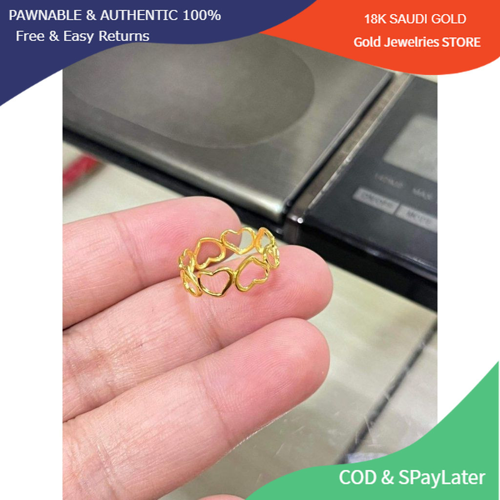 【Legit】 COD 18K SAUDI GOLD Pawnable ( nasasanla) + heart ring(1.26gram