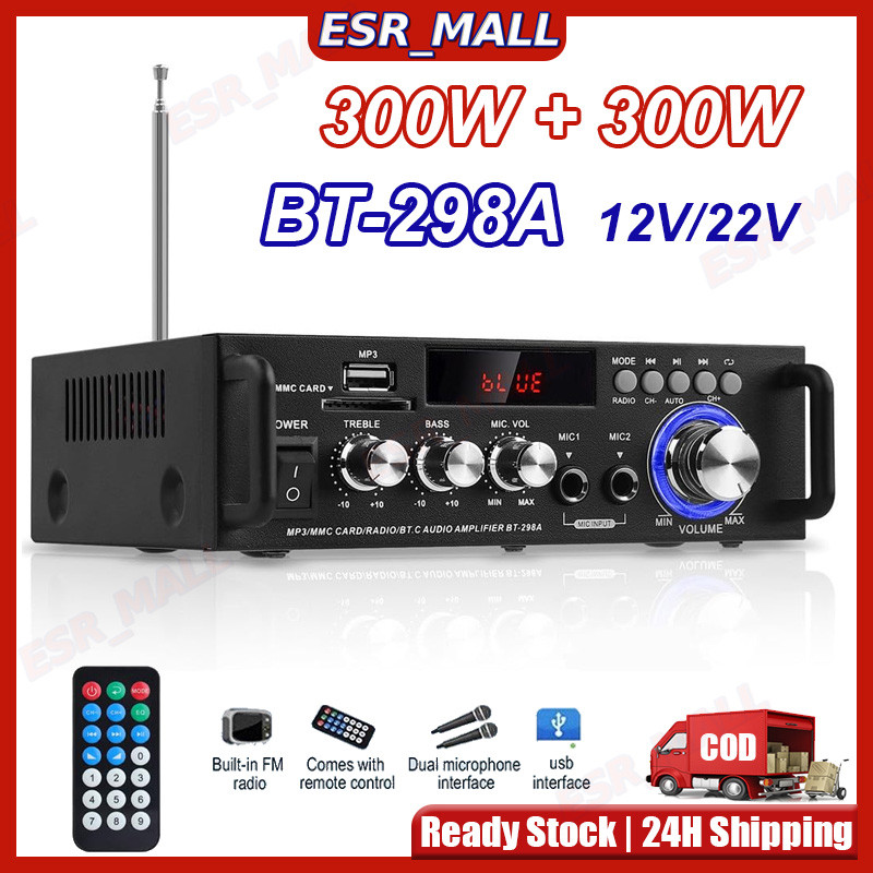 Mua BT-298 Pro 2 Channel Stereo Audio Amplifier Receiver, Max 400Wx2 Wireless Bluetooth 5.0 Power Amplifier, Bass Treble Sound Speaker AMP For Home Speakers, W/RCA, USB, SD, MIC In, FM Radio Trên
