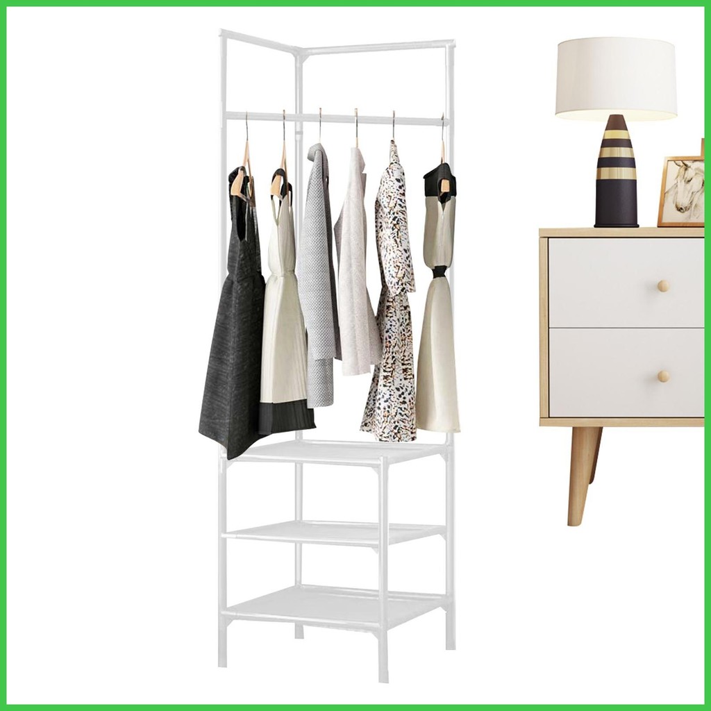 Metal Clothes Rack Entryway Corner Coat Rack Multipurpose Shoe Rack ...