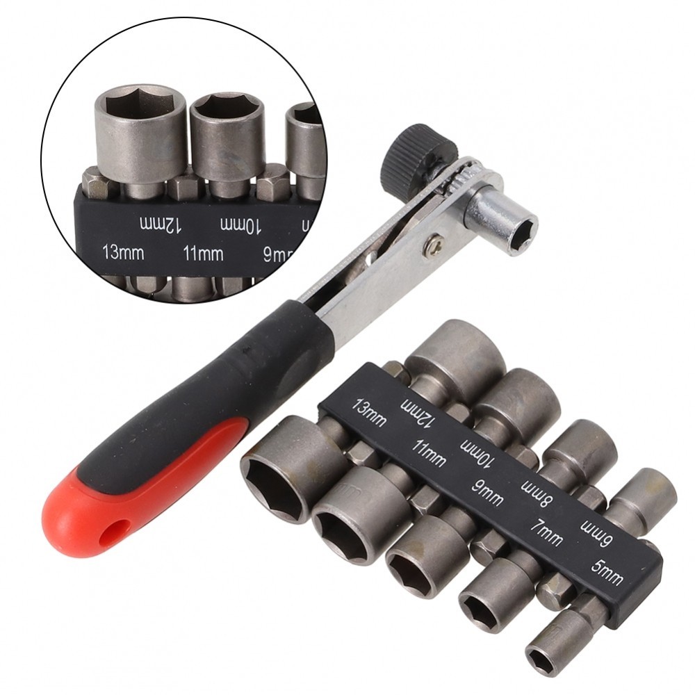 10pcs Ratchet Wrench Set 6 35mm Power Nut Driver Spanner 5/6/7/8/9/10