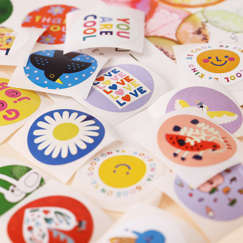 Ins Style Stickers Round Sealing Stickers 500 Sheets Coated Paper ...