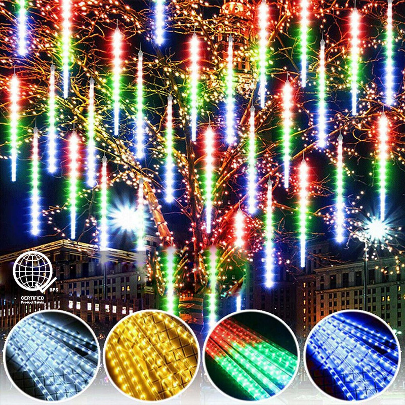 Waterproof LED Meteor Shower Lights – Falling Raindrop Fairy String ...