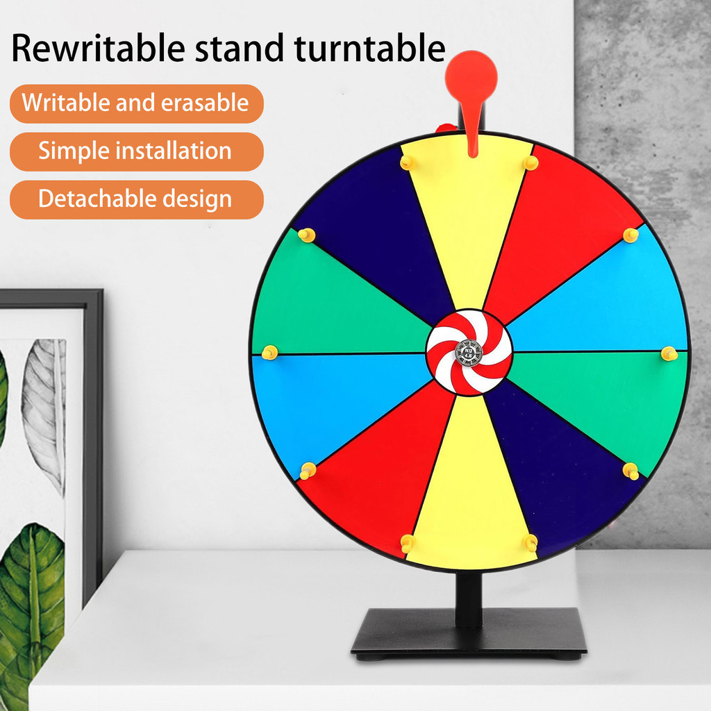 RGQSUN 8Inch Spinning Prize Wheel With Stand And Dry Erase