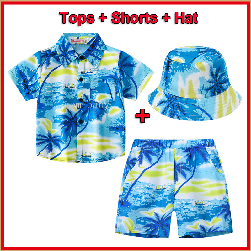Winmany Baby Jongens Hawaii Outfits Kinderen Botton Onderhemd En Shorts Set Tropical Bloemen Zomer Beachwear Kleding, Blauw, 9-12 Maanden - View #2