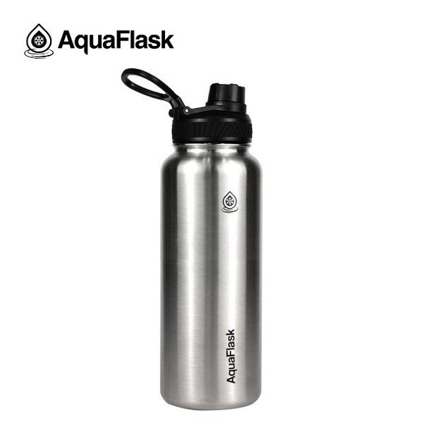 Aquaflask ORIGINAL SILVER STEEL 40oz Wide Mouth w Spout Lid Insulated ...