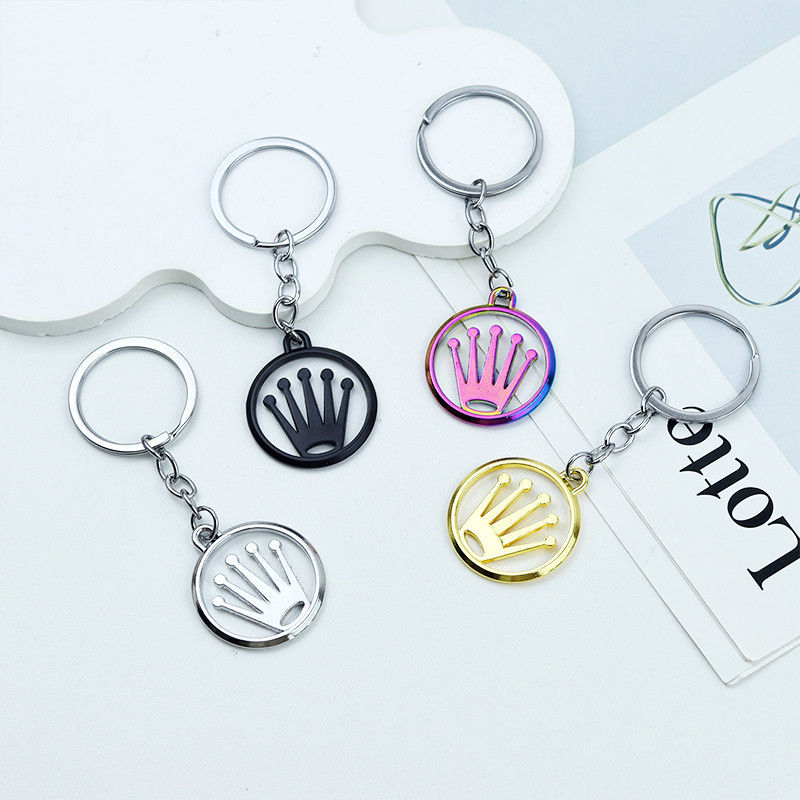 Fashion Crown Key Ring Simple Solid Color Hollow Out Key Chains Unisex ...