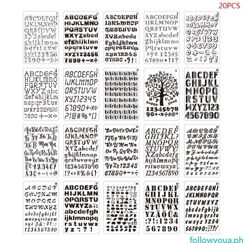 fol 20pcs set Letter Alphabet Number Stencils DIY Drawing Template