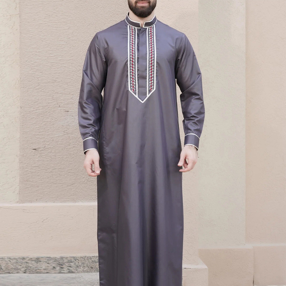 2024 New Muslim Robe Men Jubba Thobe Saudi Arabia Kaftan Long Sleeve ...
