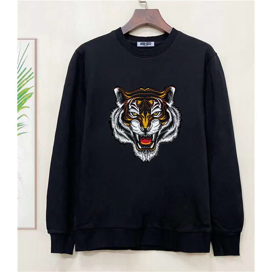 0000~embroidered TIGER crew-neck sweatshirt