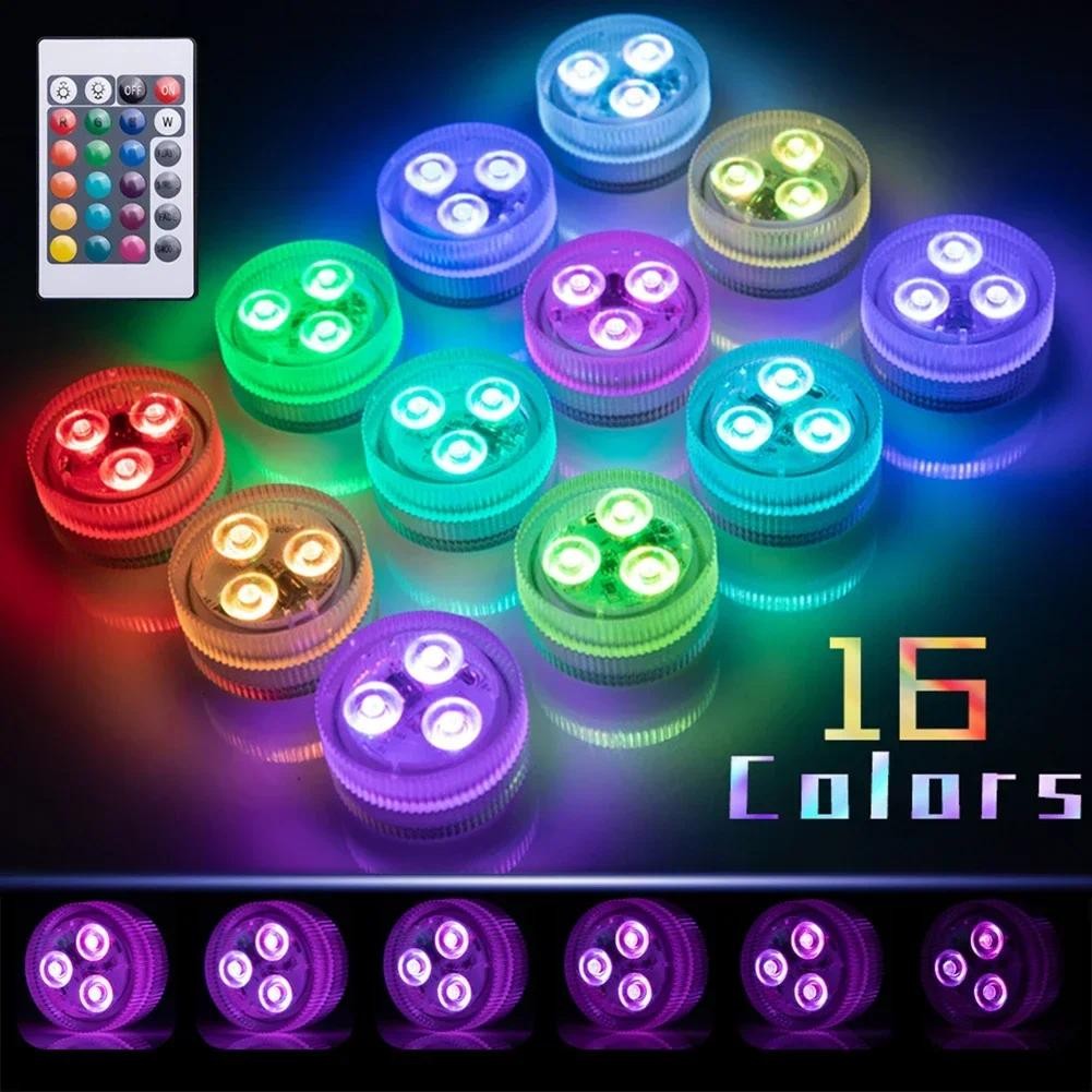 Submersible LED Lights with Remote Underwater Pool Light IP68 Suction ...