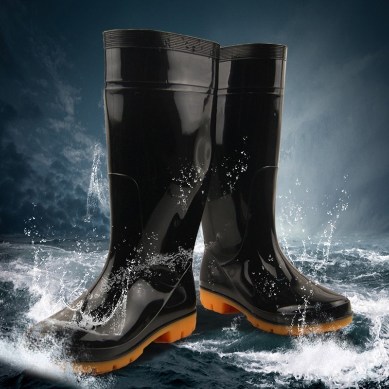 Hawk WORK BOOTS RAIN Boots for Mens Black Waterproof Shoes Rubber Boots Rain Boots No Steel Toe