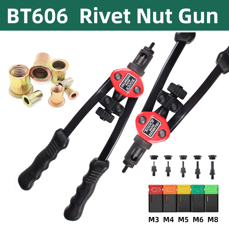BT-606 Riveter Gun Tool Handheld Threaded Rivet Nut Gun M3 M4 M5 M6 M8 ...
