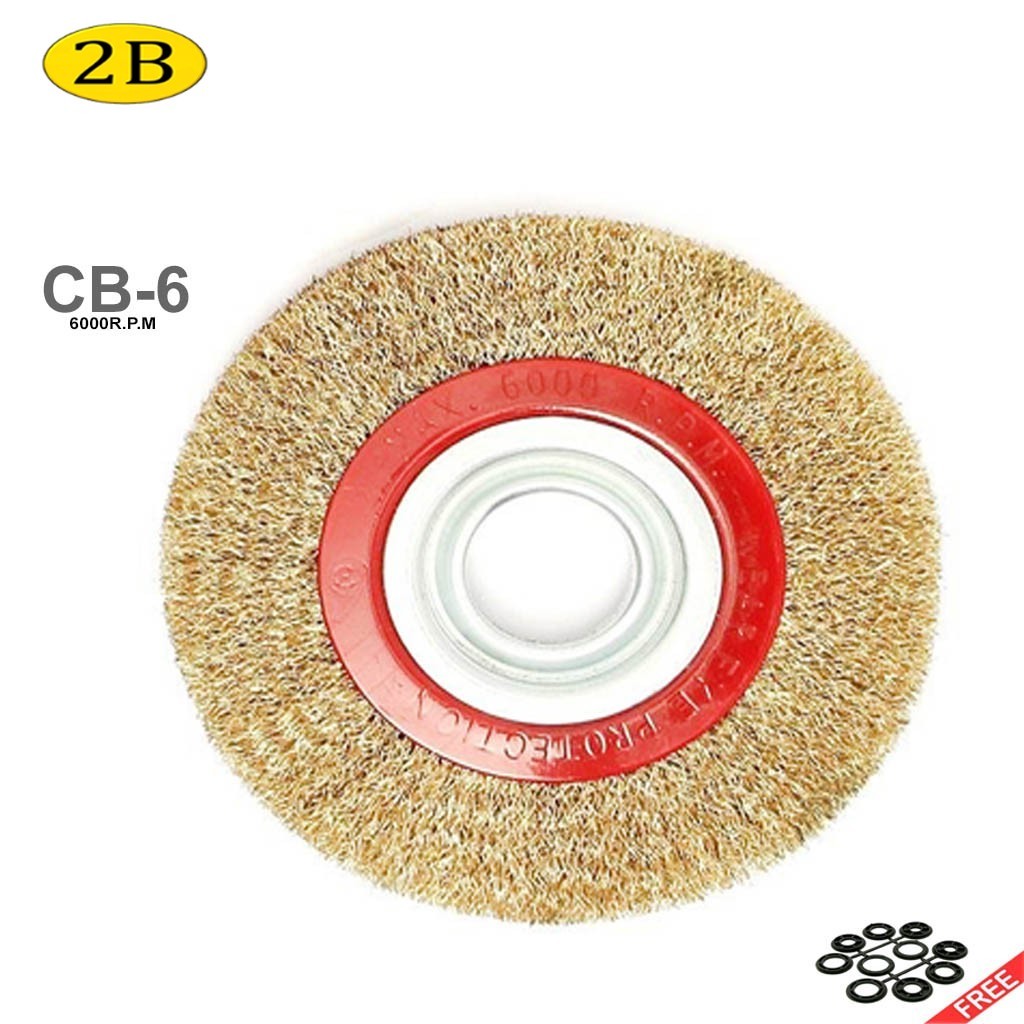 2B 6” Round Brass Plated Wire Circular Brush Wheel Steel Wire Brushes ...