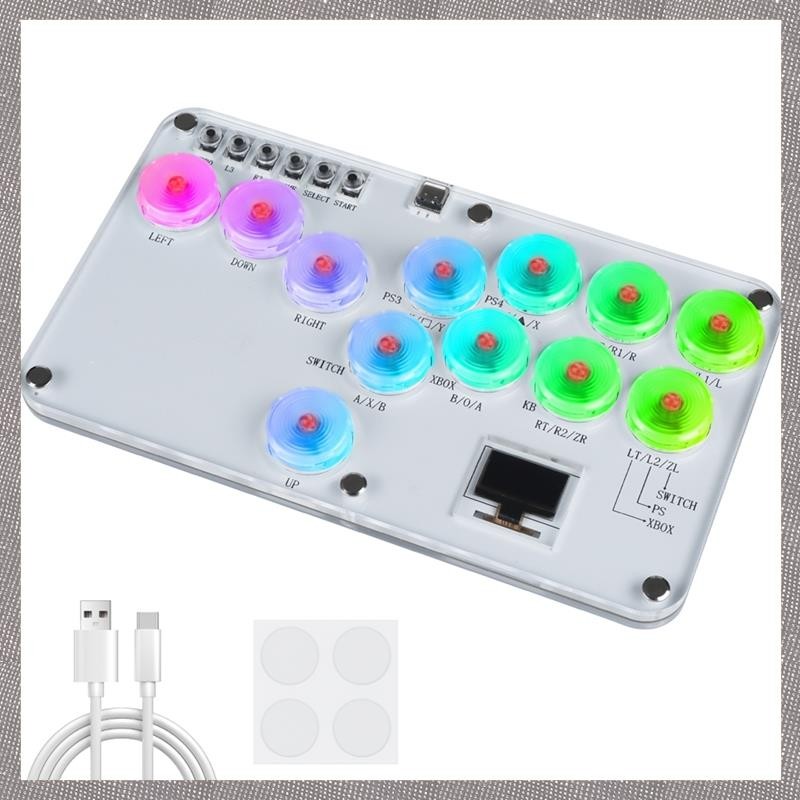 Fighting Stick Controller Colorful RGB Light Fighting Game Arcade Game ...