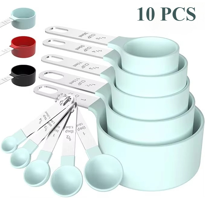 10PCS Measuring Cup and Spoon Set Stainless Steel Handle and Scale for ...